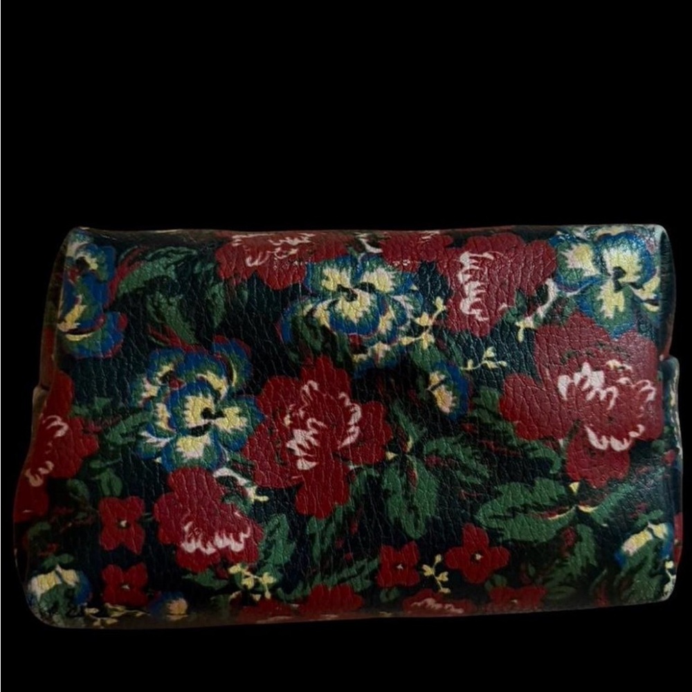 Floral Print Cosmetic Pouch in Red and Green